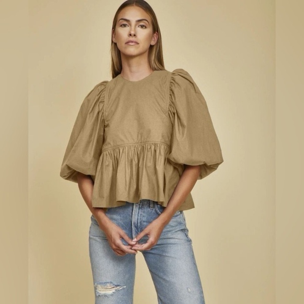 Hunter Bell peplum puff sleeve top, xS